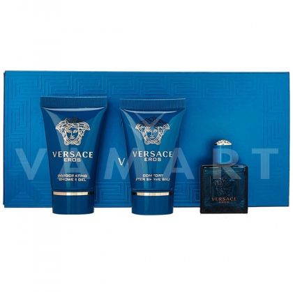 Versace Eros Eau De Toilette 5ml + Shower gel 25ml + Aftershave Balm 25ml мъжки комплект